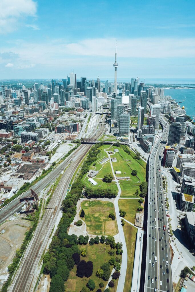 Commercial and residential city skyline