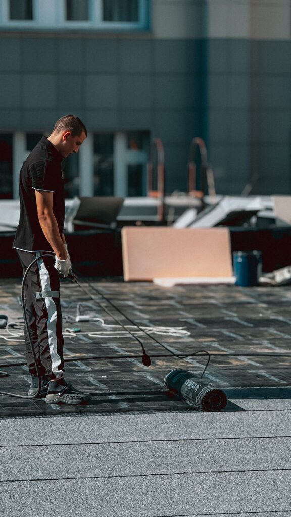 Waterproofing membrane application on a rooftop